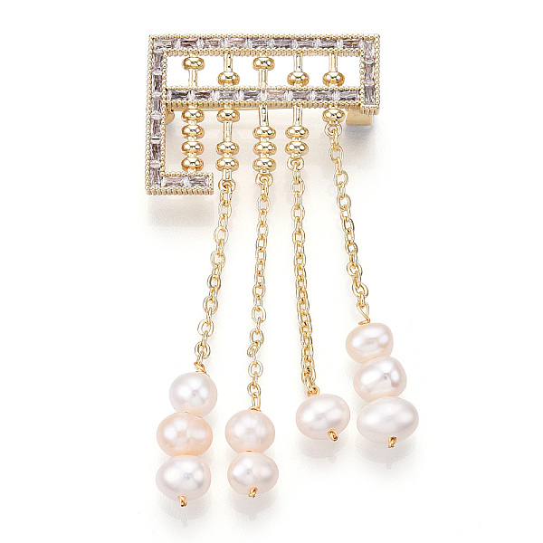 PandaHall Natural Pearl Dangle Tassel Abacus Brooches for Women, Brass Pave Cubic Zirconia Pins, Real 14K Gold Plated, 70x31x9mm Brass...
PandaHall Natural Pearl Dangle Tassel Abacus Brooches for Women, Brass Pave Cubic Zirconia Pins, Real 14K Gold Plated, 70x31x9mm Brass...