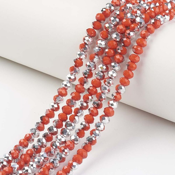 PandaHall Electroplate Opaque Glass Beads Strands, Half Silver Plated, Faceted, Rondelle, Orange Red, 4x3mm, Hole: 0.4mm, about...
PandaHall Electroplate Opaque Glass Beads Strands, Half Silver Plated, Faceted, Rondelle, Orange Red, 4x3mm, Hole: 0.4mm, about...