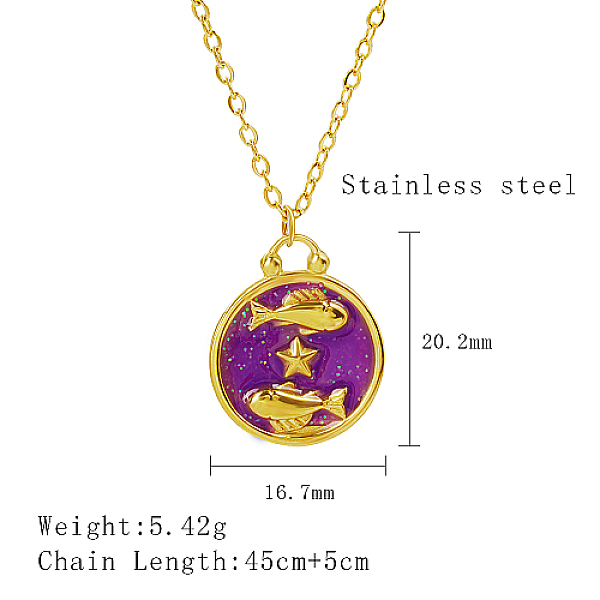 PandaHall Stainless Steel Enamel Constellation Pendant Necklaces, Real 18K Gold Plated, Pisces, 17.72 inch(45cm), Pendant: 20.2x16.7mm...
PandaHall Stainless Steel Enamel Constellation Pendant Necklaces, Real 18K Gold Plated, Pisces, 17.72 inch(45cm), Pendant: 20.2x16.7mm...