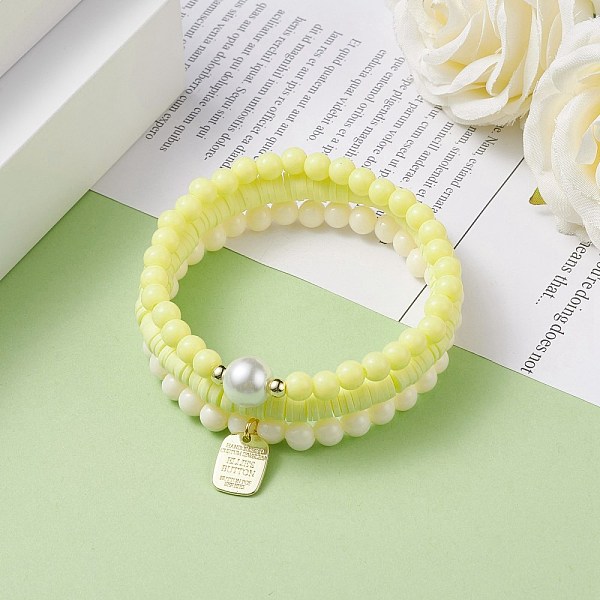 PandaHall 3Pcs Handmade Polymer Clay Heishi Surfer Stretch Bracelets Set with Glass Pearl, Preppy Bracelets with Alloy Word Charms for Women...
PandaHall 3Pcs Handmade Polymer Clay Heishi Surfer Stretch Bracelets Set with Glass Pearl, Preppy Bracelets with Alloy Word Charms for Women...