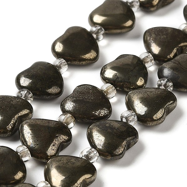 PandaHall Natural Pyrite Beads Strands, with Seed Beads, Heart, 12x12x4~4.5mm, Hole: 1mm, about 14pcs/strand, 7.56''(19.2cm) Pyrite Heart
PandaHall Natural Pyrite Beads Strands, with Seed Beads, Heart, 12x12x4~4.5mm, Hole: 1mm, about 14pcs/strand, 7.56''(19.2cm) Pyrite Heart