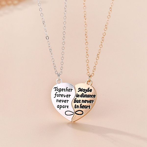 PandaHall 2Pcs 2 Style Alloy Magnet Heart Matching Pendant Necklaces Set, Word Couple Necklaces for Valentine's Day, Platinum & Golden...
PandaHall 2Pcs 2 Style Alloy Magnet Heart Matching Pendant Necklaces Set, Word Couple Necklaces for Valentine's Day, Platinum & Golden...