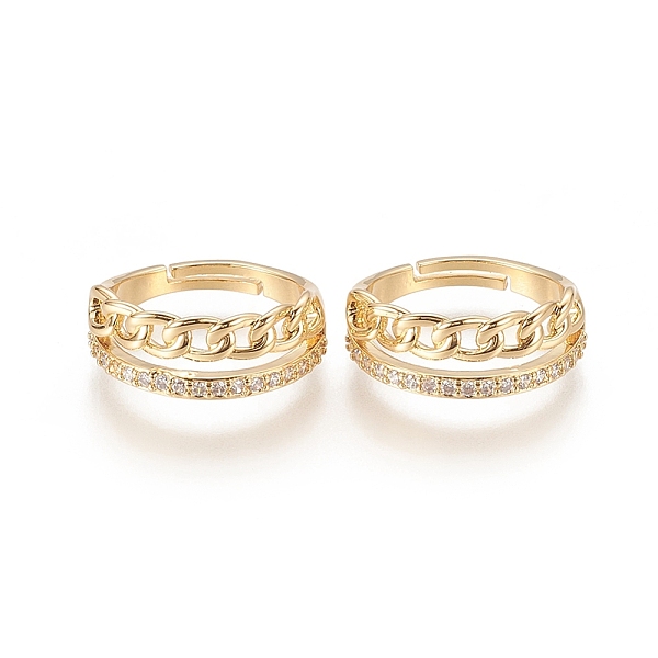PandaHall Adjustable Brass Micro Pave Clear Cubic Zirconia Rings, Long-Lasting Plated, Chain, Real 18K Gold Plated, US Size 7 1/4(17.5mm)...
PandaHall Adjustable Brass Micro Pave Clear Cubic Zirconia Rings, Long-Lasting Plated, Chain, Real 18K Gold Plated, US Size 7 1/4(17.5mm)...