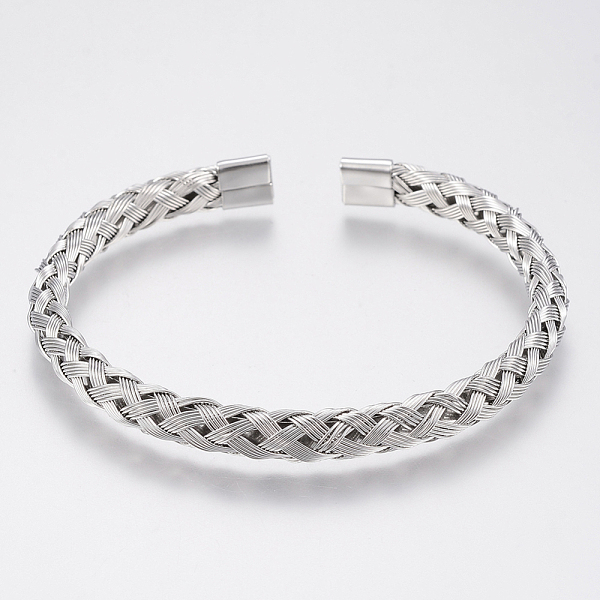 PandaHall 304 Stainless Steel Cuff Bangles Torque Bangles, Stainless Steel Color, 55x60mm(2-1/8 inchx2-3/8 inch) 304 Stainless Steel
PandaHall 304 Stainless Steel Cuff Bangles Torque Bangles, Stainless Steel Color, 55x60mm(2-1/8 inchx2-3/8 inch) 304 Stainless Steel