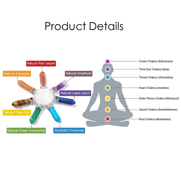 PandaHall Chakra Jewelry, Natural & Synthetic Mixed Stone Pyramid Home Display Decorations, with Brass Findings and Natural Quartz Crystal...
PandaHall Chakra Jewelry, Natural & Synthetic Mixed Stone Pyramid Home Display Decorations, with Brass Findings and Natural Quartz Crystal...