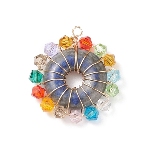 PandaHall Natural Lapis Lazuli Pendants, Donut/Pi Disc Charm, with Colorful Glass Beads and Real 18K Gold Plated Copper Wire Wrapped...
PandaHall Natural Lapis Lazuli Pendants, Donut/Pi Disc Charm, with Colorful Glass Beads and Real 18K Gold Plated Copper Wire Wrapped...