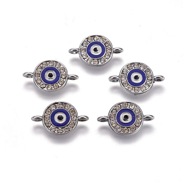 PandaHall Enamel Links connectors, with Rhinestone and Alloy Findings, Flat Round with Eye, Silver Color Plated, 19.5x12x2.5mm, Hole: 1.4mm..., Blue
PandaHall Enamel Links connectors, with Rhinestone and Alloy Findings, Flat Round with Eye, Silver Color Plated, 19.5x12x2.5mm, Hole: 1.4mm..., Blue