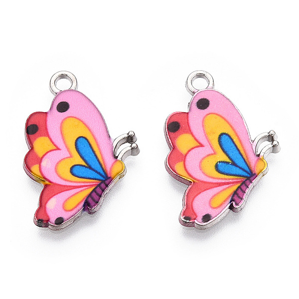 PandaHall Printed Alloy Pendants, with Enamel, Butterfly, Platinum, Pink, 24.5x16x2mm, Hole: 2mm Alloy+Enamel Butterfly Pink
PandaHall Printed Alloy Pendants, with Enamel, Butterfly, Platinum, Pink, 24.5x16x2mm, Hole: 2mm Alloy+Enamel Butterfly Pink