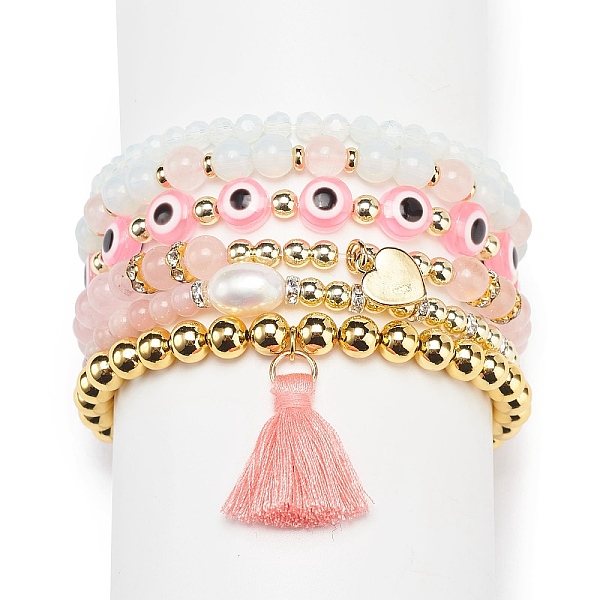 PandaHall 6Pcs 6 Style Natural & Synthetic Mixed Gemstone & Pearl & Resin Evil Eye Stretch Bracelets Set, Tassel Charm Stackable Bracelets...
PandaHall 6Pcs 6 Style Natural & Synthetic Mixed Gemstone & Pearl & Resin Evil Eye Stretch Bracelets Set, Tassel Charm Stackable Bracelets...