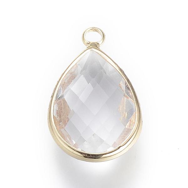 PandaHall Glass Pendants, with Brass Findings, Faceted, Drop, Light Gold, Clear, 18x10.5x4.5mm, Hole: 1.8~2.3mm Brass+Glass Teardrop Clear
PandaHall Glass Pendants, with Brass Findings, Faceted, Drop, Light Gold, Clear, 18x10.5x4.5mm, Hole: 1.8~2.3mm Brass+Glass Teardrop Clear
