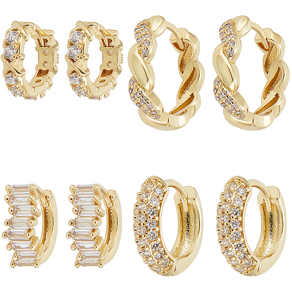 PandaHall Beebeecraft 4 Pairs 4 Style Clear Cubic Zirconia Rectangle & Twist Rope Shape Hoop Earrings, Real 18K Gold Plated Brass Jewelry...
PandaHall Beebeecraft 4 Pairs 4 Style Clear Cubic Zirconia Rectangle & Twist Rope Shape Hoop Earrings, Real 18K Gold Plated Brass Jewelry...