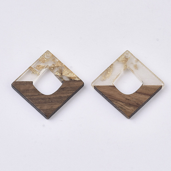 PandaHall Transparent Resin & Walnut Wood Pendants, with Gold Foil, Waxed, Rhombus, Gold, 27.5x27.5x3~4mm, Hole: 2mm Resin+Wood Rhombus Gold
PandaHall Transparent Resin & Walnut Wood Pendants, with Gold Foil, Waxed, Rhombus, Gold, 27.5x27.5x3~4mm, Hole: 2mm Resin+Wood Rhombus Gold