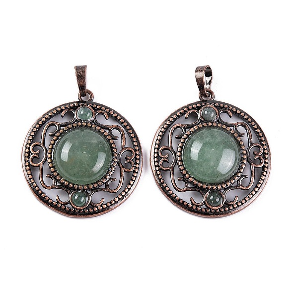 PandaHall Natural Green Aventurine Pendants, Rack Plating Brass Hollow Flat Round Charms, Cadmium Free & Lead Free, Red Copper...
PandaHall Natural Green Aventurine Pendants, Rack Plating Brass Hollow Flat Round Charms, Cadmium Free & Lead Free, Red Copper...