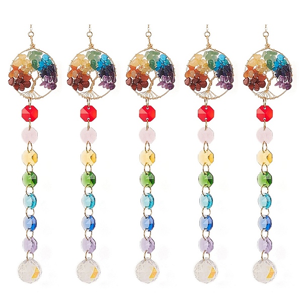 PandaHall Chakra Octagon Glass Beaded Pendant Decorations, Suncatchers, Rainbow Maker, with Gemstone, Clear Faceted Glass Pendants, Flat...
PandaHall Chakra Octagon Glass Beaded Pendant Decorations, Suncatchers, Rainbow Maker, with Gemstone, Clear Faceted Glass Pendants, Flat...