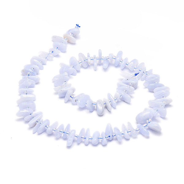 PandaHall Natural Blue Lace Agate Beads Strands, Nuggets, 9.5~30x4.5~7.5x1.5~5mm, Hole: 0.8mm, about 68~75pcs/strand, 15.75 inch(40cm) Blue...
PandaHall Natural Blue Lace Agate Beads Strands, Nuggets, 9.5~30x4.5~7.5x1.5~5mm, Hole: 0.8mm, about 68~75pcs/strand, 15.75 inch(40cm) Blue...