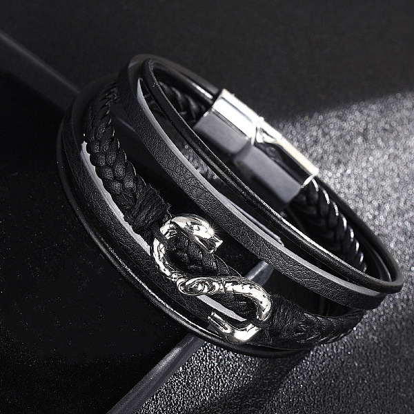 PandaHall Leather Cords Multi-strand Bracelets with Magnetic Clasp, Snake Link Punk Bracelet, Black, 8-1/4 inch(21cm) Leather Snake Black
PandaHall Leather Cords Multi-strand Bracelets with Magnetic Clasp, Snake Link Punk Bracelet, Black, 8-1/4 inch(21cm) Leather Snake Black