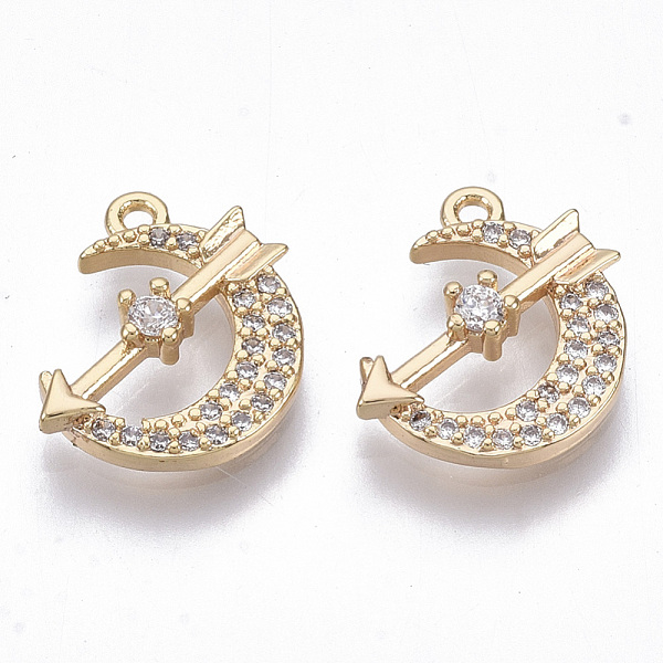 PandaHall Brass Micro Cubic Zirconia Charms, Nickel Free, Real 18K Gold Plated, Moon with Arrow, Clear, 13x10x3mm, Hole: 1mm Brass+Cubic...
PandaHall Brass Micro Cubic Zirconia Charms, Nickel Free, Real 18K Gold Plated, Moon with Arrow, Clear, 13x10x3mm, Hole: 1mm Brass+Cubic...