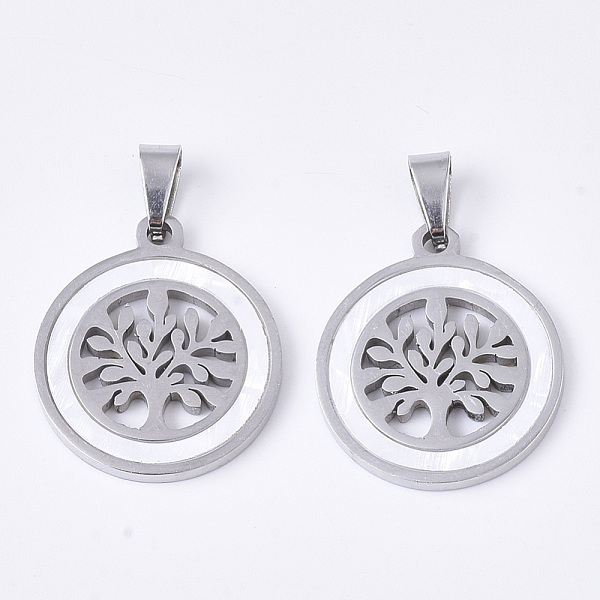 PandaHall 201 Stainless Steel Pendants, with Shell and Random Size Snap on Bails, Flat Round with Tree, Stainless Steel Color, 23x20x2mm...
PandaHall 201 Stainless Steel Pendants, with Shell and Random Size Snap on Bails, Flat Round with Tree, Stainless Steel Color, 23x20x2mm...