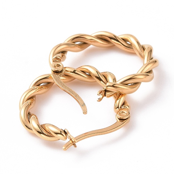 PandaHall Vacuum Plating 304 Stainless Steel Twist Rope Hoop Earrings for Women, Golden, 22x22x3.5mm, Pin: 0.8x1mm 304 Stainless Steel Ring
PandaHall Vacuum Plating 304 Stainless Steel Twist Rope Hoop Earrings for Women, Golden, 22x22x3.5mm, Pin: 0.8x1mm 304 Stainless Steel Ring