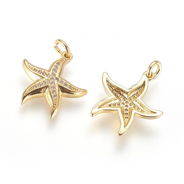 PandaHall Brass Micro Pave Cubic Zirconia Pendants, with Jump Ring, Starfish/Sea Stars, Clear, Golden, 18x17x3mm, Hole: 3mm Brass+Cubic...
PandaHall Brass Micro Pave Cubic Zirconia Pendants, with Jump Ring, Starfish/Sea Stars, Clear, Golden, 18x17x3mm, Hole: 3mm Brass+Cubic...