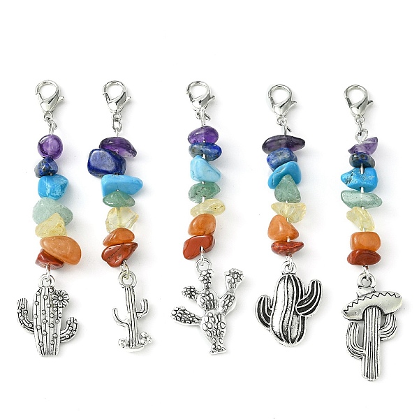 PandaHall Alloy Cactus Pendant Decoration, with Zinc Alloy Lobster Claw Clasps and Chakra Natural & Synthetic Mixed Gemstone Chips, Antique...
PandaHall Alloy Cactus Pendant Decoration, with Zinc Alloy Lobster Claw Clasps and Chakra Natural & Synthetic Mixed Gemstone Chips, Antique...