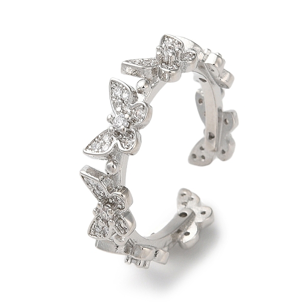 PandaHall Brass with Cubic Zirconia Open Cuff Rings, Butterfly, Platinum, US Size 8 1/4(18.3mm) Brass+Cubic Zirconia Butterfly
PandaHall Brass with Cubic Zirconia Open Cuff Rings, Butterfly, Platinum, US Size 8 1/4(18.3mm) Brass+Cubic Zirconia Butterfly