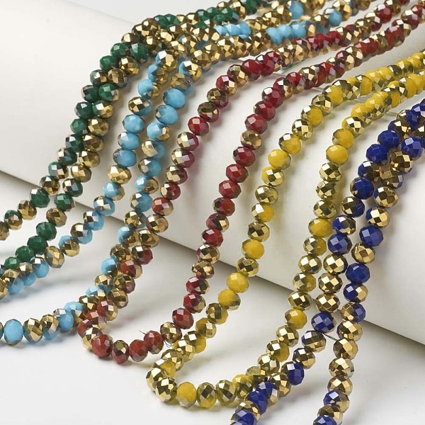 PandaHall Electroplate Opaque Glass Beads Strands, Half Golden Plated, Faceted, Rondelle, Colorful, 6x5mm, Hole: 1mm, about 85~88pcs/strand...
PandaHall Electroplate Opaque Glass Beads Strands, Half Golden Plated, Faceted, Rondelle, Colorful, 6x5mm, Hole: 1mm, about 85~88pcs/strand...