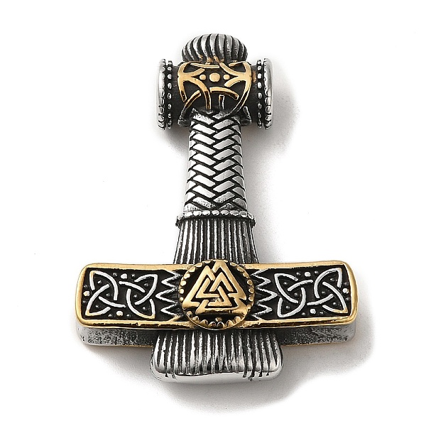 PandaHall Viking 304 Stainless Steel Pendants, Thor's Hammer with Valknut Charm, Antique Silver & Golden, 46.5x34x10.5mm, Hole: 5mm 304...
PandaHall Viking 304 Stainless Steel Pendants, Thor's Hammer with Valknut Charm, Antique Silver & Golden, 46.5x34x10.5mm, Hole: 5mm 304...