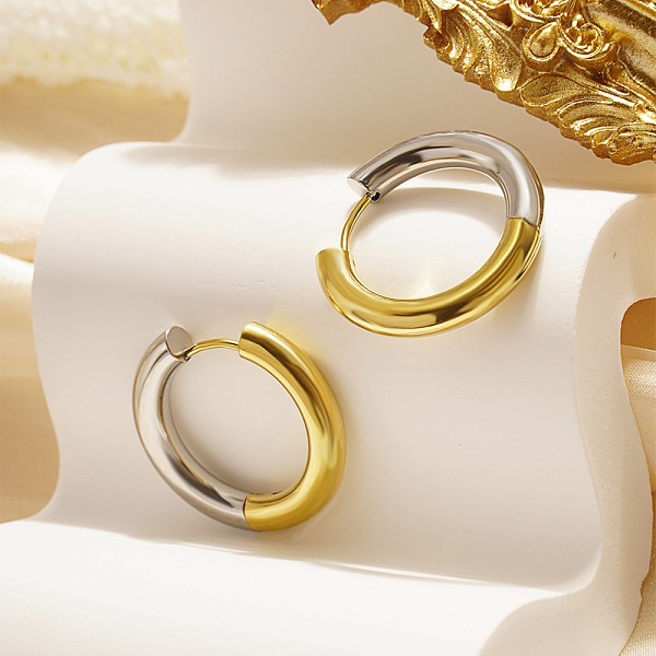 PandaHall Two Tone 304 Stainless Steel Huggie Hoop Earrings for Women, Golden & Stainless Steel Color, 25mm Stainless Steel
PandaHall Two Tone 304 Stainless Steel Huggie Hoop Earrings for Women, Golden & Stainless Steel Color, 25mm Stainless Steel