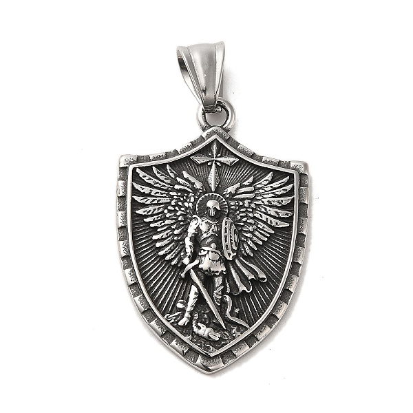 PandaHall 304 Stainless Steel Pendants, Shield with Angel Warrior Charm, Antique Silver, 47x26x2mm, Hole: 9X4mm 304 Stainless Steel Others
PandaHall 304 Stainless Steel Pendants, Shield with Angel Warrior Charm, Antique Silver, 47x26x2mm, Hole: 9X4mm 304 Stainless Steel Others