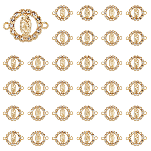 PandaHall Religion Alloy Connector Charms with Crystal Rhinestone, Flat Round Links with Virgin Pattern, Golden, 21.5x16x2mm, Hole: 1.6mm..., Clear
PandaHall Religion Alloy Connector Charms with Crystal Rhinestone, Flat Round Links with Virgin Pattern, Golden, 21.5x16x2mm, Hole: 1.6mm..., Clear