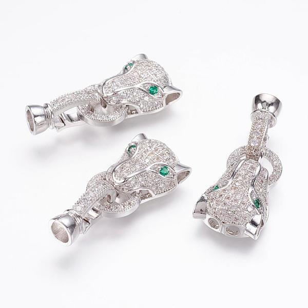 PandaHall Brass Micro Pave Cubic Zirconia Fold Over Clasps, Leopard, Real Platinum Plated, 32mm, Inner diameter: 4mm Brass+Cubic Zirconia..., Green
PandaHall Brass Micro Pave Cubic Zirconia Fold Over Clasps, Leopard, Real Platinum Plated, 32mm, Inner diameter: 4mm Brass+Cubic Zirconia..., Green