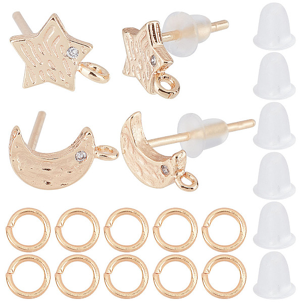 PandaHall CREATCABIN 1box 16pcs 18K Gold Plated Star Moon Earrings Post Studs Hole Bass Findings Earring Backs Studs Earring with 50Pcs Loop...
PandaHall CREATCABIN 1box 16pcs 18K Gold Plated Star Moon Earrings Post Studs Hole Bass Findings Earring Backs Studs Earring with 50Pcs Loop...