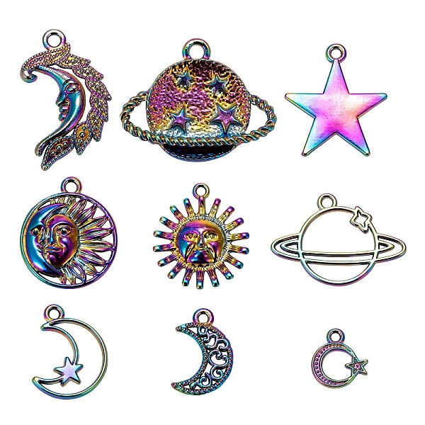PandaHall 18Pcs 9 Style Rainbow Color Alloy Pendants, Cadmium Free & Nickel Free & Lead Free, Moon, Moon with Star, Flat Round with Moon &...
PandaHall 18Pcs 9 Style Rainbow Color Alloy Pendants, Cadmium Free & Nickel Free & Lead Free, Moon, Moon with Star, Flat Round with Moon &...