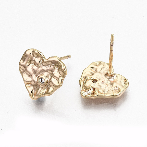 PandaHall Hammered Brass Micro Pave Clear Cubic Zirconia Stud Earring Findings, with Loop, Nickel Free, Heart, Real 18K Gold Plated...
PandaHall Hammered Brass Micro Pave Clear Cubic Zirconia Stud Earring Findings, with Loop, Nickel Free, Heart, Real 18K Gold Plated...