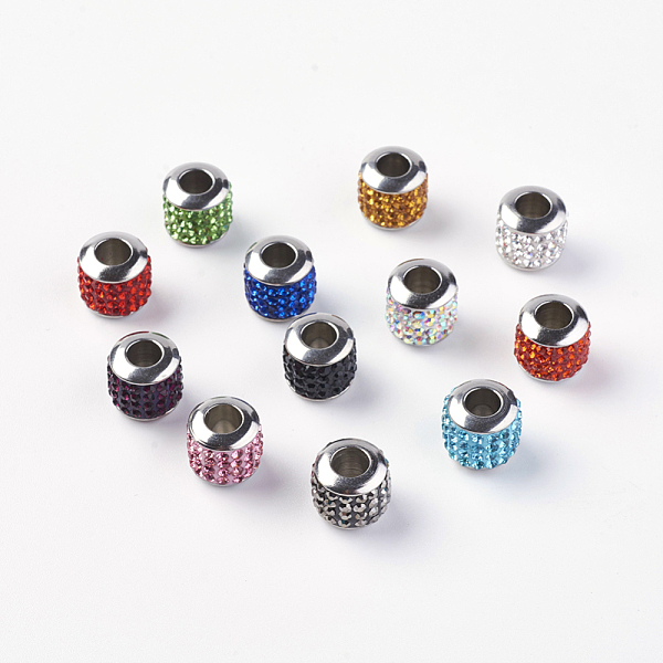 PandaHall 304 Stainless Steel European Beads, with Grade A Rhinestone, Large Hole Beads, Barrel, Mixed Color, 10x9.5mm, Hole: 5mm Stainless..., Multicolor
PandaHall 304 Stainless Steel European Beads, with Grade A Rhinestone, Large Hole Beads, Barrel, Mixed Color, 10x9.5mm, Hole: 5mm Stainless..., Multicolor