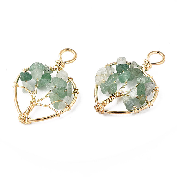 PandaHall Natural Green Aventurine Pendants, Golden Tone Brass Wire Wrapped, Tree, Heart, 37~38.5x26~27x5.5~7.5mm, Hole: 4mm Green...
PandaHall Natural Green Aventurine Pendants, Golden Tone Brass Wire Wrapped, Tree, Heart, 37~38.5x26~27x5.5~7.5mm, Hole: 4mm Green...