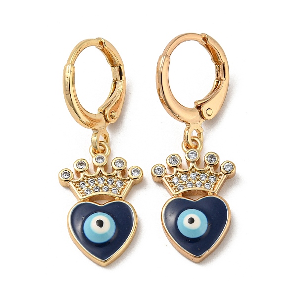 PandaHall Real 18K Gold Plated Brass Dangle Leverback Earrings, with Enamel and Cubic Zirconia, Heart with Evil Eye, Medium Blue, 30x11mm...
PandaHall Real 18K Gold Plated Brass Dangle Leverback Earrings, with Enamel and Cubic Zirconia, Heart with Evil Eye, Medium Blue, 30x11mm...