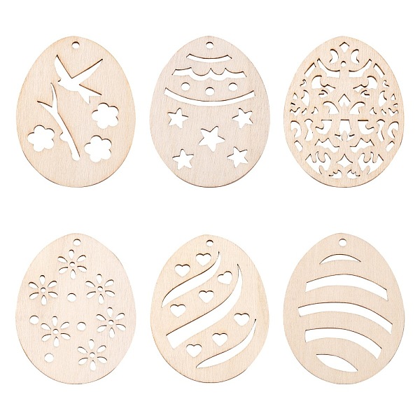 PandaHall 30Pcs 6 Style Undyed Natural Wooden Big Pendants, for Easter, Laser Cut, Easter Egg, Antique White, 67.5x52x2.5mm, Hole: 2mm...
PandaHall 30Pcs 6 Style Undyed Natural Wooden Big Pendants, for Easter, Laser Cut, Easter Egg, Antique White, 67.5x52x2.5mm, Hole: 2mm...