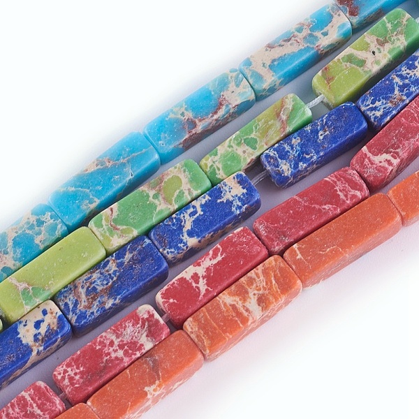PandaHall Synthetic Imperial Jasper Bead Strands, Dyed, Cuboid, Mixed Color, 12~13.5x4~4.5mm, Hole: 0.8mm, about 29pcs/strand, 14.96..., Multicolor
PandaHall Synthetic Imperial Jasper Bead Strands, Dyed, Cuboid, Mixed Color, 12~13.5x4~4.5mm, Hole: 0.8mm, about 29pcs/strand, 14.96..., Multicolor