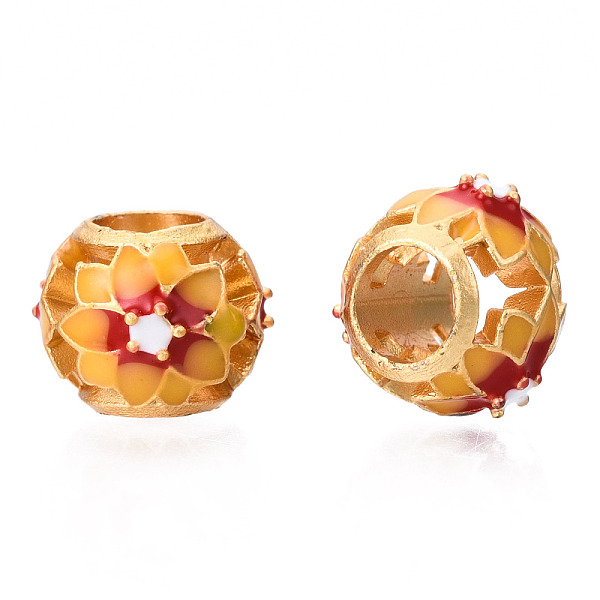 PandaHall Alloy Enamel European Beads, Large Hole Beads, Matte Style, Cadmium Free & Lead Free, Rondelle with Flower, Red, 10.5x8.5mm, Hole...
PandaHall Alloy Enamel European Beads, Large Hole Beads, Matte Style, Cadmium Free & Lead Free, Rondelle with Flower, Red, 10.5x8.5mm, Hole...
