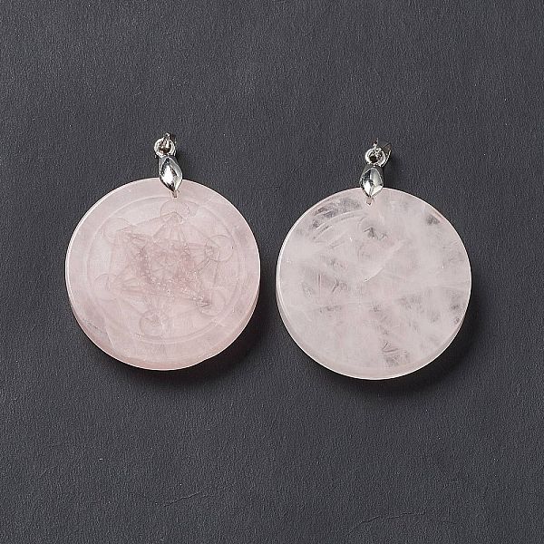 PandaHall Natural Rose Quartz Pendants, Flat Round Charms with Chakra Theme Pattern, with Rack Plating Platinum Tone Brass Findings, Cadmium...
PandaHall Natural Rose Quartz Pendants, Flat Round Charms with Chakra Theme Pattern, with Rack Plating Platinum Tone Brass Findings, Cadmium...