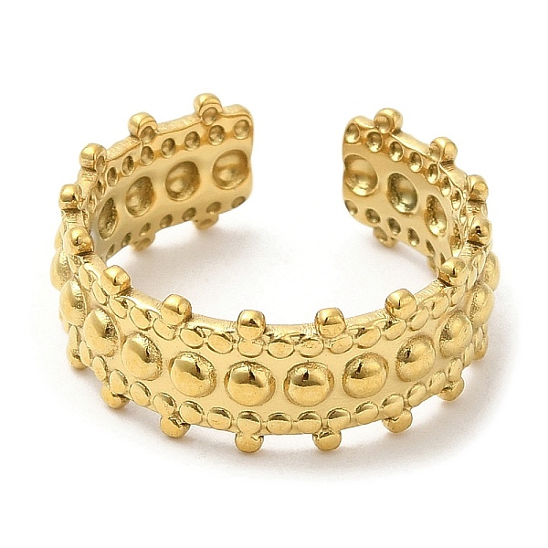 PandaHall 304 Stainless Steel Open Cuff Rings, Round Beaded, Golden, Inner Diameter: 17.6mm 304 Stainless Steel
PandaHall 304 Stainless Steel Open Cuff Rings, Round Beaded, Golden, Inner Diameter: 17.6mm 304 Stainless Steel