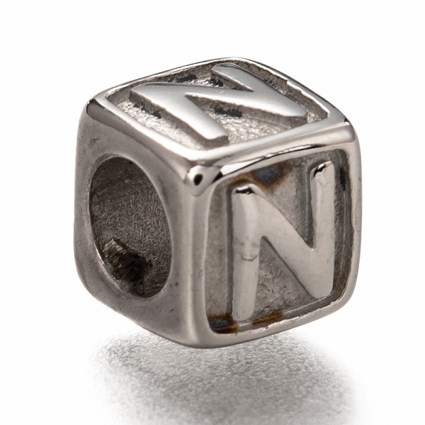 PandaHall 304 Stainless Steel European Beads, Large Hole Beads, Horizontal Hole, Cube with Letter, Stainless Steel Color, Letter.N, 8x8x8mm...
PandaHall 304 Stainless Steel European Beads, Large Hole Beads, Horizontal Hole, Cube with Letter, Stainless Steel Color, Letter.N, 8x8x8mm...