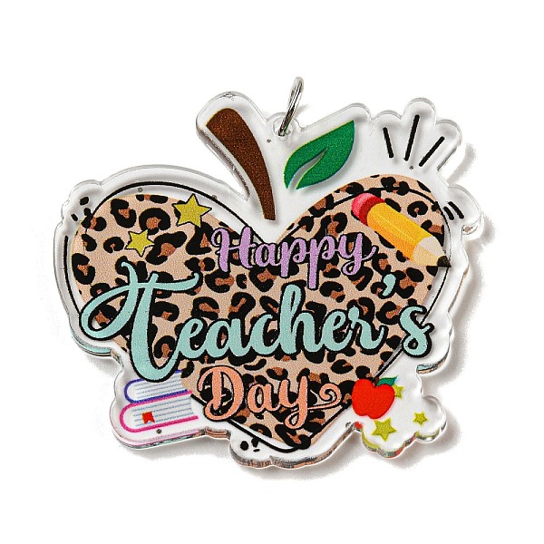 PandaHall Teachers' Day Double-Sided Printed Acrylic Pendants, with Iron Jump Ring, Apple, 43x46x3mm, Hole: 5.5mm Iron+Acrylic Apple Brown
PandaHall Teachers' Day Double-Sided Printed Acrylic Pendants, with Iron Jump Ring, Apple, 43x46x3mm, Hole: 5.5mm Iron+Acrylic Apple Brown
