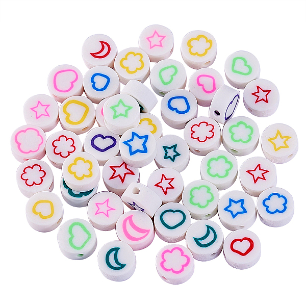 PandaHall 100Pcs Handmade Polymer Clay Beads, Flat Round with Star/Heart/Moon/Flower Pattern, White, 10x44mm, Hole: 1.6mm Polymer Clay Flat...
PandaHall 100Pcs Handmade Polymer Clay Beads, Flat Round with Star/Heart/Moon/Flower Pattern, White, 10x44mm, Hole: 1.6mm Polymer Clay Flat...