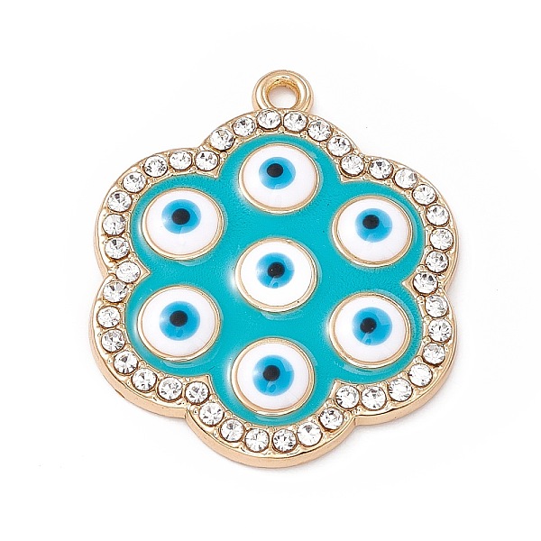 PandaHall Alloy Enamel Pendants, with Crystal Rhinestone, Flower with Evil Eye Charms, Light Gold, 28.5x24x3mm, Hole: 1.6mm Alloy...
PandaHall Alloy Enamel Pendants, with Crystal Rhinestone, Flower with Evil Eye Charms, Light Gold, 28.5x24x3mm, Hole: 1.6mm Alloy...