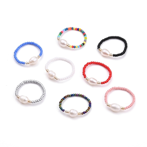 PandaHall Natural Pearl Beaded Stretch Rings, with FGB Glass Seed Beads, Mixed Color, US Size 10 1/2, Inner Diameter: 20mm Pearl Multicolor
PandaHall Natural Pearl Beaded Stretch Rings, with FGB Glass Seed Beads, Mixed Color, US Size 10 1/2, Inner Diameter: 20mm Pearl Multicolor