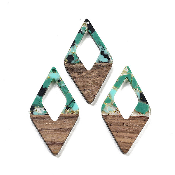 PandaHall Walnut Wood Pendants, Resin and Gold foil, Rhombus, Dark Cyan, 47.5x25.5x3.5mm, Hole: 2mm Wood Rhombus
PandaHall Walnut Wood Pendants, Resin and Gold foil, Rhombus, Dark Cyan, 47.5x25.5x3.5mm, Hole: 2mm Wood Rhombus