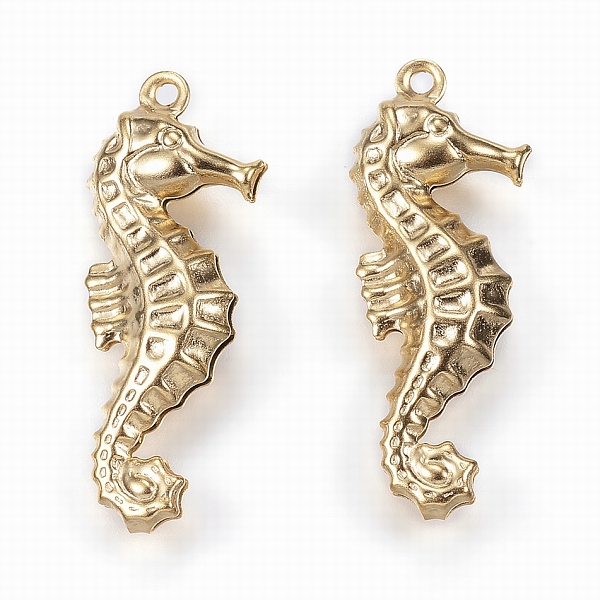 PandaHall Ion Plating(IP) 304 Stainless Steel Pendants, Sea Horse, Golden, 26.5x10x4mm, Hole: 1mm 304 Stainless Steel Sea Horse
PandaHall Ion Plating(IP) 304 Stainless Steel Pendants, Sea Horse, Golden, 26.5x10x4mm, Hole: 1mm 304 Stainless Steel Sea Horse